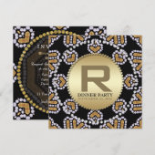 Rustic Aztec Hearts Golden Dinner Party Invitation Kaart (Voorkant / Achterkant)