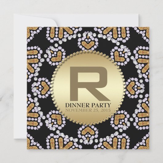 Rustic Aztec Hearts Golden Dinner Party Invitation Kaart (Voorkant)