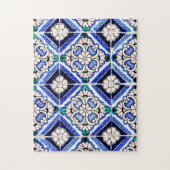Rustic Azulejo Spain Pattern Tiles Navy White Legpuzzel (Verticaal)