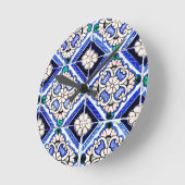 Rustic Azulejo Spain Pattern Tiles Navy White Ronde Klok (Hoek)