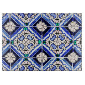 Rustic Azulejo Spain Pattern Tiles Navy White Snijplank (Voorkant)