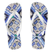 Rustic Azulejo Spain Pattern Tiles Navy White Teenslippers (Voetbed)