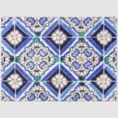 Rustic Azulejo Spain Pattern Tiles Navy White Tissuepapier (Voorkant)