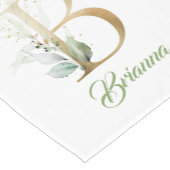 Rustic B monogram groene loof eucalyptusgoud Korte Tafelloper (Hoek)