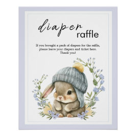 Rustic Baby Animal Baby Shower Bunny Diaper Raffle Perfect Poster
