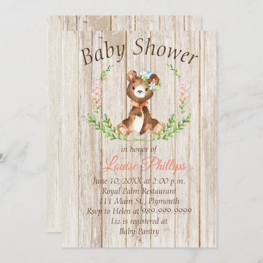 Rustic Baby Beer Baby shower Invitation Kaart (Voorkant / Achterkant)
