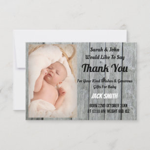 Rustic Baby Birth Announge Hartelijk dank Bedankkaart