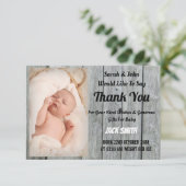 Rustic Baby Birth Announge Hartelijk dank Bedankkaart (Staand voorkant)