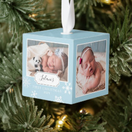Rustic Baby Blue Photo Collage Snow Decoratie
