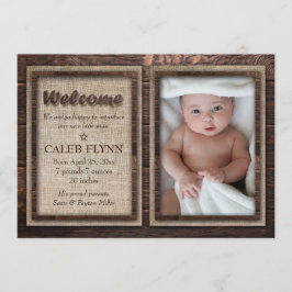 Rustic Baby Boy Aangepaste Fotogeboorte Aankondigi Aankondiging