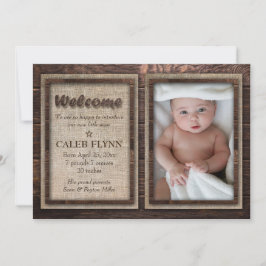 Rustic Baby Boy Aangepaste Fotogeboorte Aankondigi Aankondiging