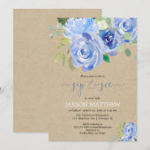 Rustic Baby boy Sip zie blauwe bloemen waterverven Kaart (Voorkant / Achterkant)