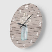 Rustic Baby Breath Mason Jar Clock Grote Klok (Hoek)