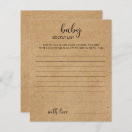 Rustic - Baby bucket list baby shower game