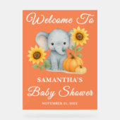 Rustic Baby Elephant Herfst Baby shower Welkom Acryl Bord (Voorkant)