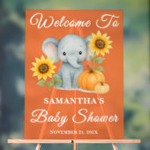 Rustic Baby Elephant Herfst Baby shower Welkom Acryl Bord (Neutraal)