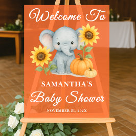 Rustic Baby Elephant Herfst Baby shower Welkom Acryl Bord