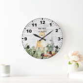 Rustic Baby Fawn Deer Natuur Greenery Barn Wood  Grote Klok (Huis)