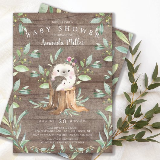 Rustic Baby Hedgel en Baby shower van mama Kaart