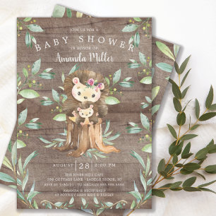 Rustic Baby Hedgel en mam Baby shower Invita Kaart
