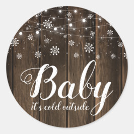 Rustic Baby Het is koud buiten het Baby shower van Ronde Sticker