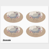 Rustic baby hippo baby shower bedankt ovale sticker (Vel)