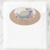 Rustic baby hippo baby shower bedankt ovale sticker (Tas)