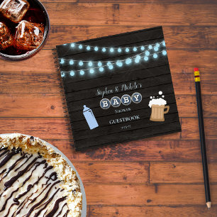 Rustic Baby is Brewing Blue Baby shower gastenboek Notitieboek
