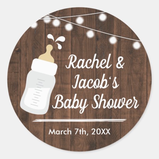 Rustic Baby is Brouwen van Baby shower Favor Label (Voorkant)