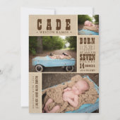 Rustic Baby Mededelingen - Jongen geboorteaankondi Aankondiging (Achterkant)