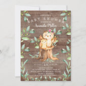 Rustic Baby Owl and Mam Baby shower Kaart (Voorkant)