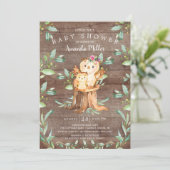 Rustic Baby Owl and Mam Baby shower Kaart (Staand voorkant)