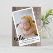 Rustic Baby Photo Birth Aankondiging (Staand voorkant)