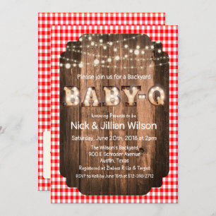 Rustic Baby Q BBQ Baby shower Uitnodiging
