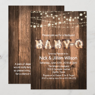Rustic Baby Q BBQ Baby shower Uitnodiging