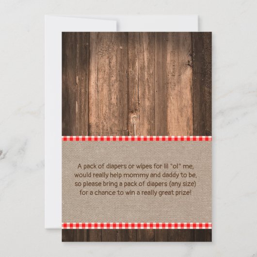 Rustic Baby Q BBQ Baby shower Uitnodiging (Achterkant)