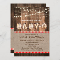 Rustic Baby Q BBQ Baby shower Uitnodiging