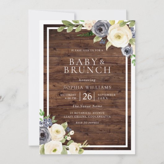 Rustic Baby shower Brunch Kaart (Voorkant)