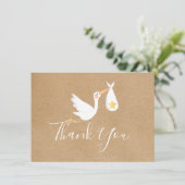 Rustic Baby shower Genderneutraal Stork Gold Star Bedankkaart (Staand voorkant)