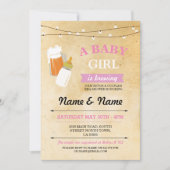 Rustic Baby shower Girl Brewing Pink BBQ Uitnodige Kaart (Voorkant)