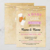 Rustic Baby shower Girl Brewing Pink BBQ Uitnodige Kaart (Voorkant / Achterkant)
