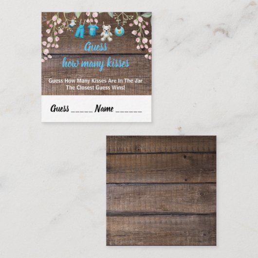 Rustic Baby shower raad eens hoeveel Kissenkaart Vierkante Visitekaartje (Voorkant / Achterkant)