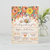 Rustic Baby shower Tea Party Autumn Herfst Flowers Kaart (Staand voorkant)