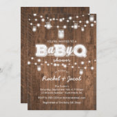 Rustic BaByQ Mason Jar Lights Baby shower Kaart (Voorkant / Achterkant)