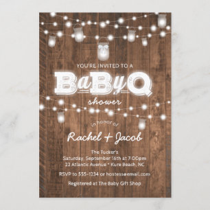 Rustic BaByQ Mason Jar Lights Baby shower Kaart