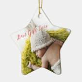 Rustic Baby's 1st Christmas Milestone Foto Keramisch Ornament (Links)