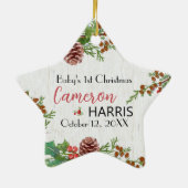 Rustic Baby's 1st Christmas Milestone Foto Keramisch Ornament (Achterkant)