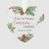 Rustic Baby's 1st Christmas Milestone Foto Ornament (achterkant)