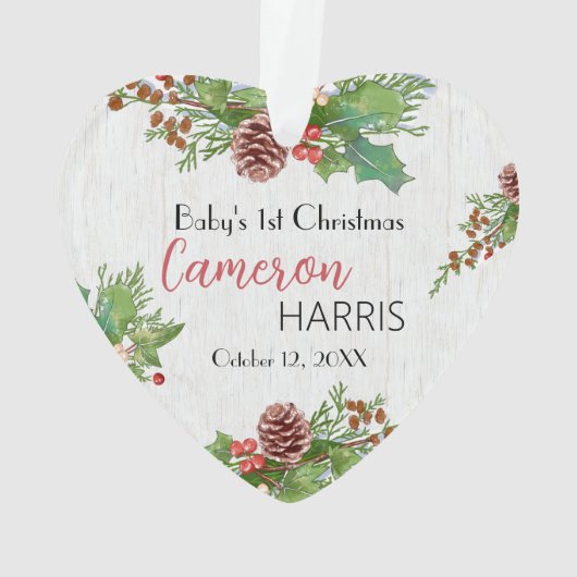 Rustic Baby's 1st Christmas Milestone Foto Ornament (achterkant)