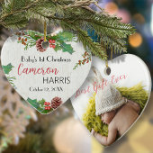 Rustic Baby's 1st Christmas Milestone Foto Ornament